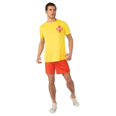 Image of Bristol Novelty AF123STD Lifeguard Standard Costume, Men, Yellow, Red, STD