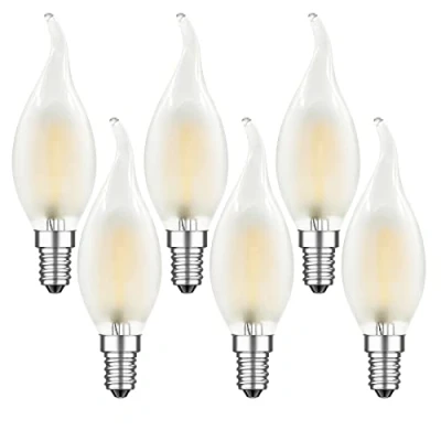 Image of MZYOYO Dimmable E14 led Light Bulb,4W Vintage Bulbs,E14 Candle Bulbs,2700K Warm White,SES Small Edison Screw Bulb for Chandelier,Equivalent 35W,Matt,Pack of 6