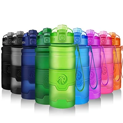 Image of ZORRI Water Bottles, BPA Free Leakproof 32oz 1 litre Bottle for KidsEco Friendly Tritan Sports Cycling,Running,Gym,OutdoorWith Fruit Infuser, Brush1 Click Flip Top Lid