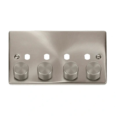 Image of Click Deco 4 Gang Unfurnished Dimmer Plate and Knob (1600W Max) Satin Chrome
