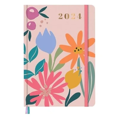 Image of 2024 A5 Day A Page Luxury Non Scratch Paper Cover Organiser Luxe Floral Diary Office