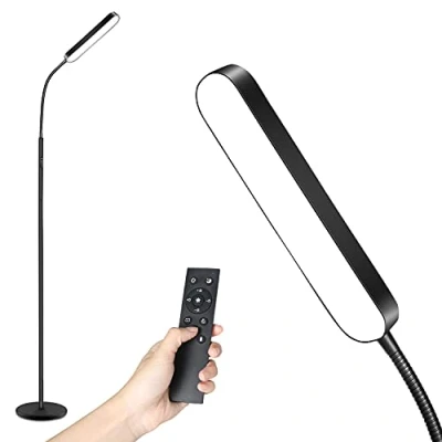 Image of Totofac LED Floor Lamp,1200LM Lamps with 4 Color Temperature and Stepless Dimmer, Remote Touch Control Standing Lamp Adjustable Gooseneck for Living Room