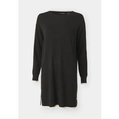 Image of VERO MODA Women&#039;s Vmbreeze LS O Neck Short Dress Ga Boo mini, Black/Detail: w. Birch Contrast, M
