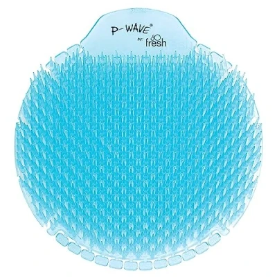Image of P Wave Slant6 Urinal Mats Scented, 10 Screens Pack, Fits Most Urinals &amp; Waterless, Long Lasting 30 Days Deodoriser Odour Neutraliser, Anti Splash Guard Slanted Bristle, Ocean Mist