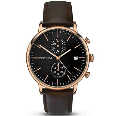 Image of SEKONDA Unisex Adult Analogue Classic Quartz Watch with Leather Strap 1380.27
