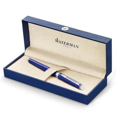 Image of Waterman Hémisphère Fountain Pen Bright Blue Lacquer Medium Nib Ink Gift Box