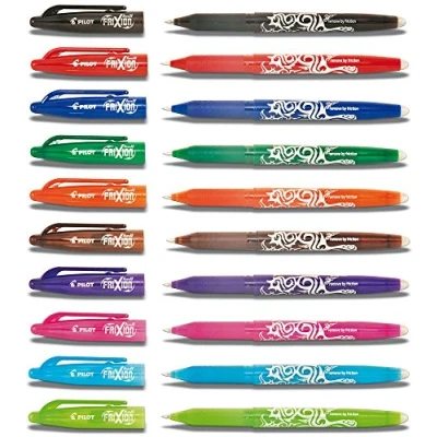 Image of PILOT Frixion BL FR7 Erasable Rollerball Pen Set 0.7mm Tip Assorted Colours 10 Pens