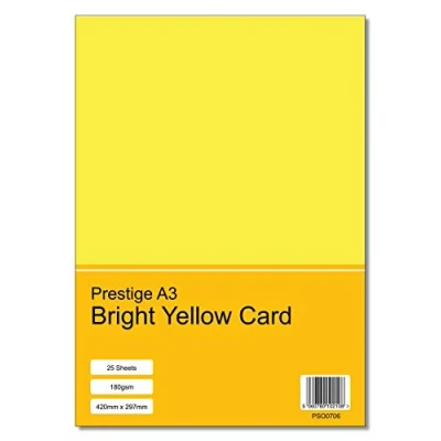 Image of Prestige A3 Bright Yellow 180gsm Craft Card x 50 Sheets per Pack