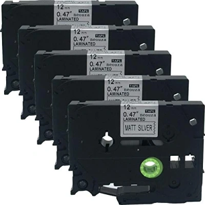 Image of NEOUZA 5PK Compatible for Brother P Touch Laminated TZe TZ Label Tape Cartridge 12mm x 8m (TZ M931 Black on Matte Silver)