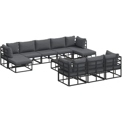 Image of Vidaxl Garden Sofa Set 11 pcs Black 70 x 32 cm Aluminium