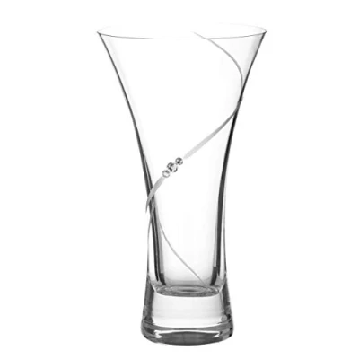 Image of DIAMANTE Trumpet Vase &#039;Silhouette&#039; Small Hand Cut Crystal with Swarovski Crystals 18cm