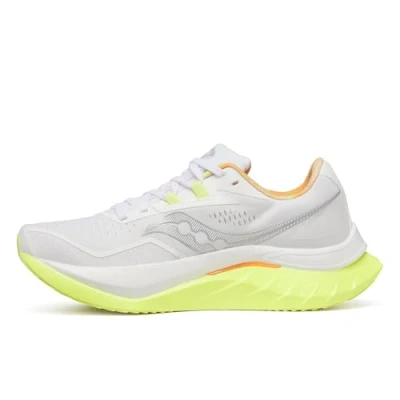 Image of Saucony Endorphin Speed 4 Road running shoes, Women&#039;s, Size: 5, White/sunny Textile/synthetics
