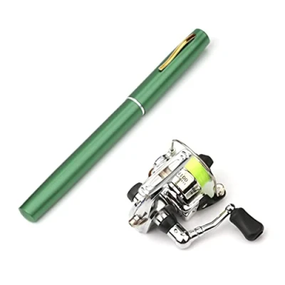 Image of Lixada Fishing Rod Reel Combo Mini Pen Pole Kit Telescopic Spinning (Green, 1.4M)