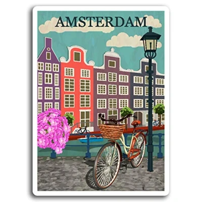 Image of 2 x 10cm Amsterdam Netherlands Vinyl Stickers Sticker Laptop Luggage #19421 (10cm Tall)