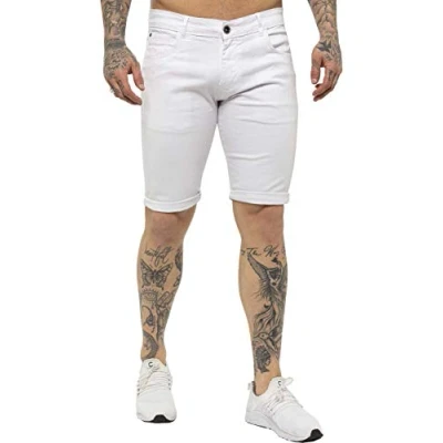 Image of Kruze Mens Chino Shorts Branded Designer Jeans Casual Blue Black Red Tan, BNWT 32 White