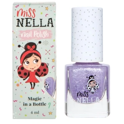 Image of Miss Nella Sparkly Zebra Safe Special glittery lilac Nail Polish for Kids, Non Toxic &amp; Odour Free Formula Children and Toddlers, Water Based Easy Peel Off