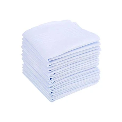 Image of 15 Pack Pure Cotton Handkerchiefs Large Pocket Squares Hankies for men White