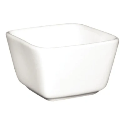 Image of Olympia Whiteware Tall Square Mini Dishes 75mm Porcelain Serving Bowls 12pc