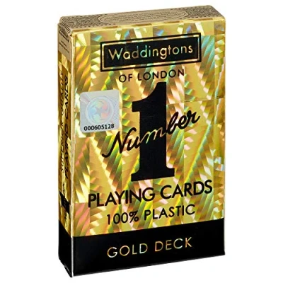 Image of Waddingtons Number 1 Gold Playing Cards Game, Sleek Foil Design Deck of Cards, Ideal for Snap, Poker and a Travel Companion, Gift Toy Ages 6 Plus