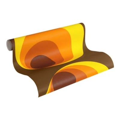Image of A.S. Creation 701312 Retro Wallpaper Yellow, Orange, Red, Brown 70s Vintage, 7013 12, 1&#039;8&#039;&#039; x 32&#039;11