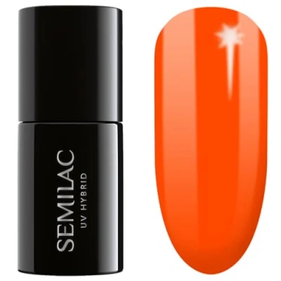 Image of SEMILAC 446 YOLO Orange Nail UV Gel Polish Long Lasting and Easy to Apply Soak off UV/Led Perfect for Home Professional Manicure Pedicure 7 ml