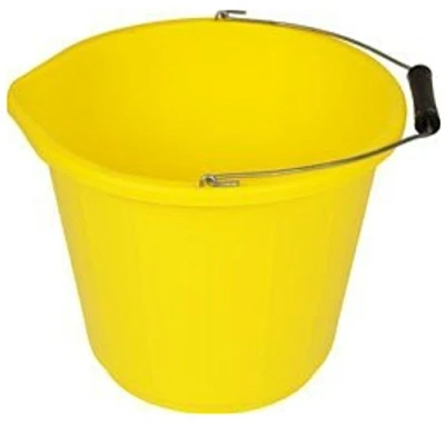 Image of Srendi® Black/Yellow Plastic Builders Bucket 3 Gallon 14 Litre Water Mixing Storage Strong with Handle Made in U.K. (Yellow, 3)