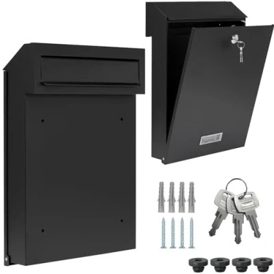 Image of Fence Letter Box Gate Through Wall C4 Removal Rear Double Rod Mat (Black Matt RAL 9017)