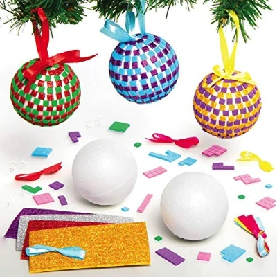 Image of Baker Ross AX529 Mosaic Bauble Kits Pack of 4, Christmas Tree Decorations for Kids Arts and Crafts Activities
