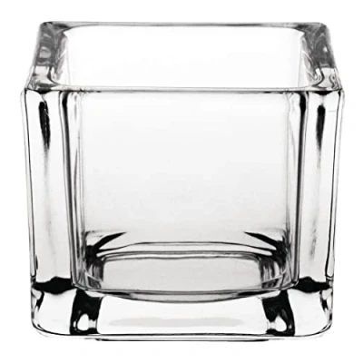 Image of Olympia Glass Tealight Holder Square Clear Tea Light Candle Holders 6pc