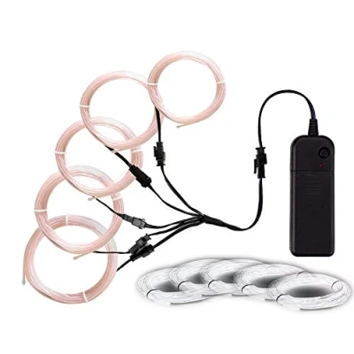 Image of Balabaxer EL Wire White, Noise Reduction Neon Lights 5 in 1 Meter, Electroluminescent for Halloween, Christmas Party, DIY Decoration
