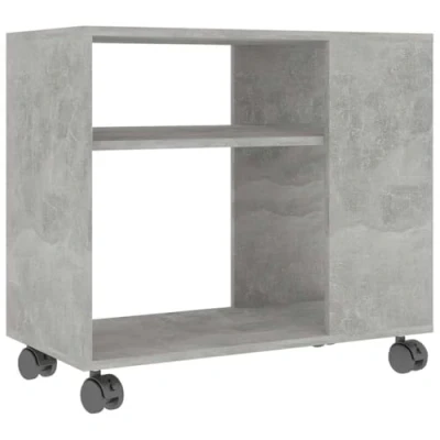 Image of vidaXL Side Table Scandinavian Style, Engineered Wood, Concrete Grey Versatile Usage, Mobile with Wheels, Easy Assembly, Elegant Design, 70x35x55 cm