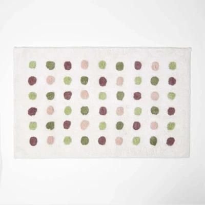 Image of HOMESCAPES Multi Coloured Cotton Bath Mat with Polka Dot Design Super Absorbent Tufted Bathmat, 50 x 80 cm