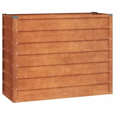 Image of vidaXL Rusty Outdoor Corten Steel Raised Bed 100x40x77 cm, Weather Resistant, for Gardening, Plants, Vegetables, Herbs, Flowers, Garden Decor Weathering Planter with Edge Fold