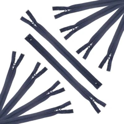 Image of Trimz 30cm ( 12inch) Navy one Way end Stop Zip with 4mm Teeth 10 Pcs, Polyester, 30 cm