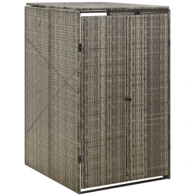 Image of vidaXL Single Wheelie Bin Shed Grey 70x80x117 cm Poly Rattan