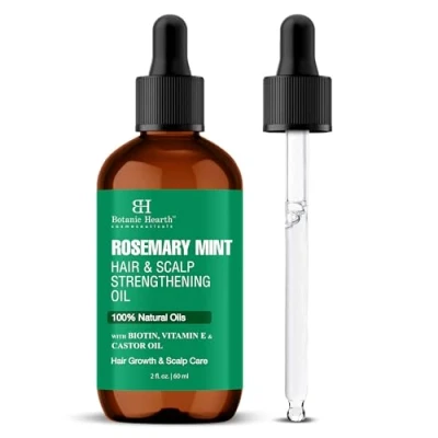 Image of Botanic Hearth Rosemary Mint Hair &amp; Scalp Strengthening Oil (2 fl oz) Natural Growth Treatment Nourishing Essential Oils for Thicker, Healthier