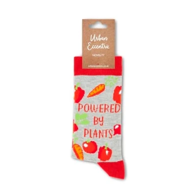 Image of Urban Eccentric Unisex Powered By Plants Socks Gift 1 Pair Cotton Rich Premium Novelty Gifts