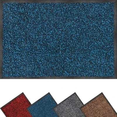 Image of eXtreme Door Mat for Indoor and Outdoor 80 x 120 cm Heavy Duty Dirt Trapper Home, Kitchen, Office Super Absorbent, Washable, Non Slip Vinyl Backed Floor Blue/Black