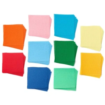 Image of Springboard Cross Stitch Fabric Squares 50 Pack of Binca Mesh Sheets for Sewing 100% Cotton Embroidery Kids Accessories 15 x cm Assorted Colours