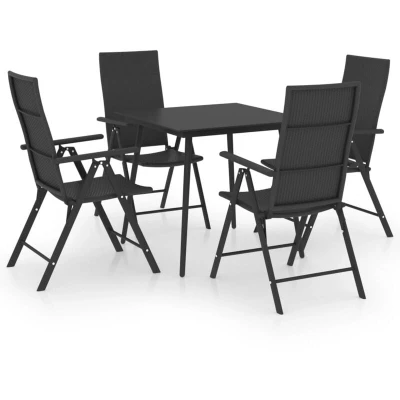 Image of vidaXL 5 Piece Garden Dining Set Black