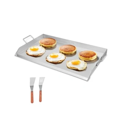 Image of VEVOR Stainless Steel Griddle, 36x22 inch Universal Flat Top Rectangular Plate, Gas Grill Griddle for BBQ Grill, Teppanyaki, Portable Family Cookware with Handle, Camping Tailgating Party