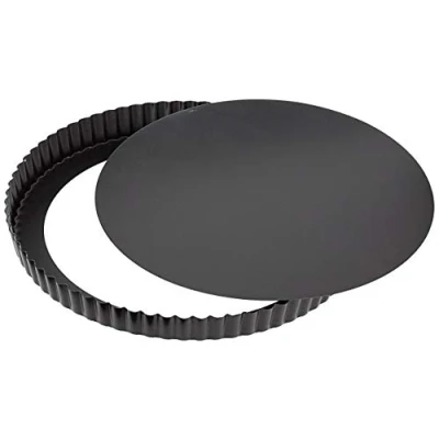 Image of PADERNO Non Stick Fluted Round Tart Mould/Quiche Tin/Flan Tin 280mm 25mm Deep Loose Base
