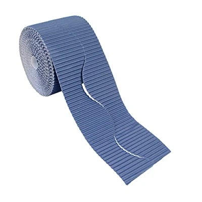 Image of Bright Ideas Corrugated Border Roll for School Displays, Rich Blue, 10cm x 7.5m. BI7889.
