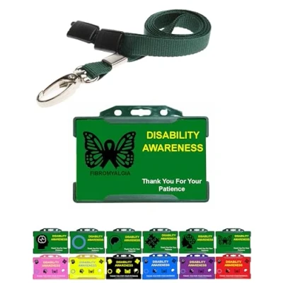 Image of Fibromyalgia Green Hidden Disability Card Displaying Your Discreetly with Holder &amp; Lanyard Quantum Leap