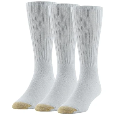 Image of Gold Toe Men&#039;s Ultra Tec Performance Crew Athletic Socks, Multipairs, White (3 Pairs), Large (Pack of 3)
