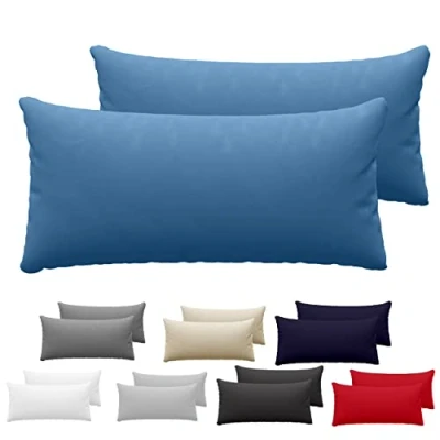 Image of Dreamzie Pillowcases (Set Of 2) Blue For Pillows 40 x 80 cm 100% Cotton Jersey Pillowcase Pillow Cover Bed Protector Resistant and Hypoallergenic