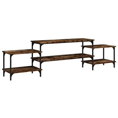 Image of vidaXL Tv Cabinet in Smoked Oak Durable Engineered Wood Construction and Stylish Design Features Adjustable Legs Ample Storage Space