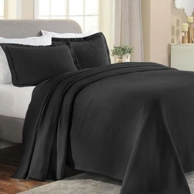 Image of Superior Bedspread, Cotton, Black, Queen