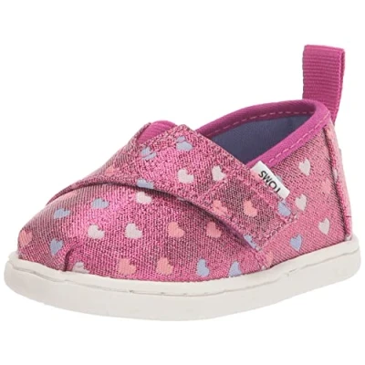 Image of TOMS Girl&#039;s Alpargata Loafer, Dark Fuchia Glimmer Hearts, 6 Child UK