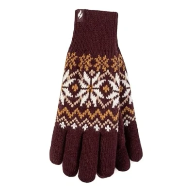 Image of HEAT HOLDERS 1 Pair Ladies Thermal Winter Warm Aven Gloves (Wine, S/M)